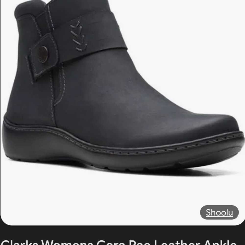 Clarks Women's Dark Gray Leather Ankle Booties
